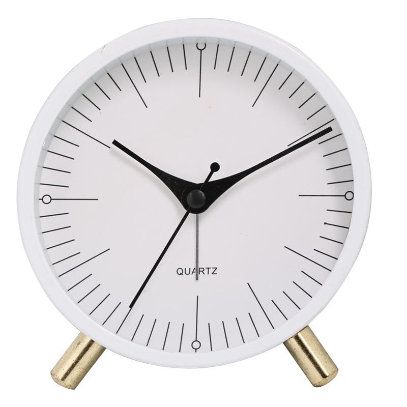 European-Style Alarm Clock New Quartz Minimalist Silent Children's Clock Living Room Desktop Round Creative Student Analog Table Clock