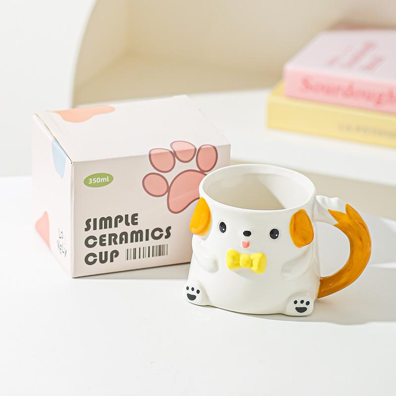 

Милая мультяшная керамическая кружка в виде щенка, чашка для молока, высокая термостойкость, бытовая чашка, чашка для воды, парная чашка, подарок для девочек 301-400ml