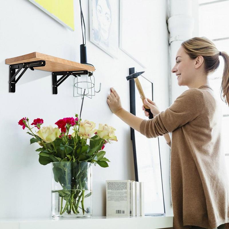 Folding Shelf Brackets Heavy Duty Metal Shelf Hinge Rack Wear-Resistant Supplies For Kitchen Bathroom Shop Garage Balcony