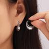 Wind Hollow C-shaped Crescent Stud Earrings Temperament Retro Wind Titanium Steel Plated 18k Real Gold Earrings Women
