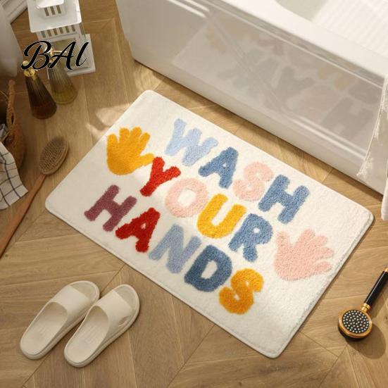 Wasserabsorbierende Fußmatte Moderne Badematte, Rutschfester Badezimmerteppich, Lustige Englische Buchstaben, Flauschiger Bodenteppich Maschinenwaschbar Gemütlich für Wanne Waschbecken Stilvoll