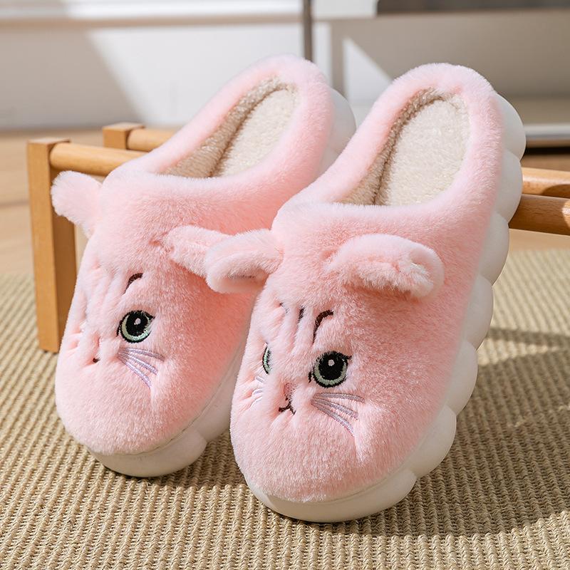 European and American Non-slip Soft Sole Cute Cartoon Cat Shape Non-slip Indoor Winter Cotton Slippers