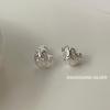 Su Chuang Textured S925 Sterling Silver Heart Stud Earrings for Girls - High-End, Versatile, Exquisite Ear Jewelry.