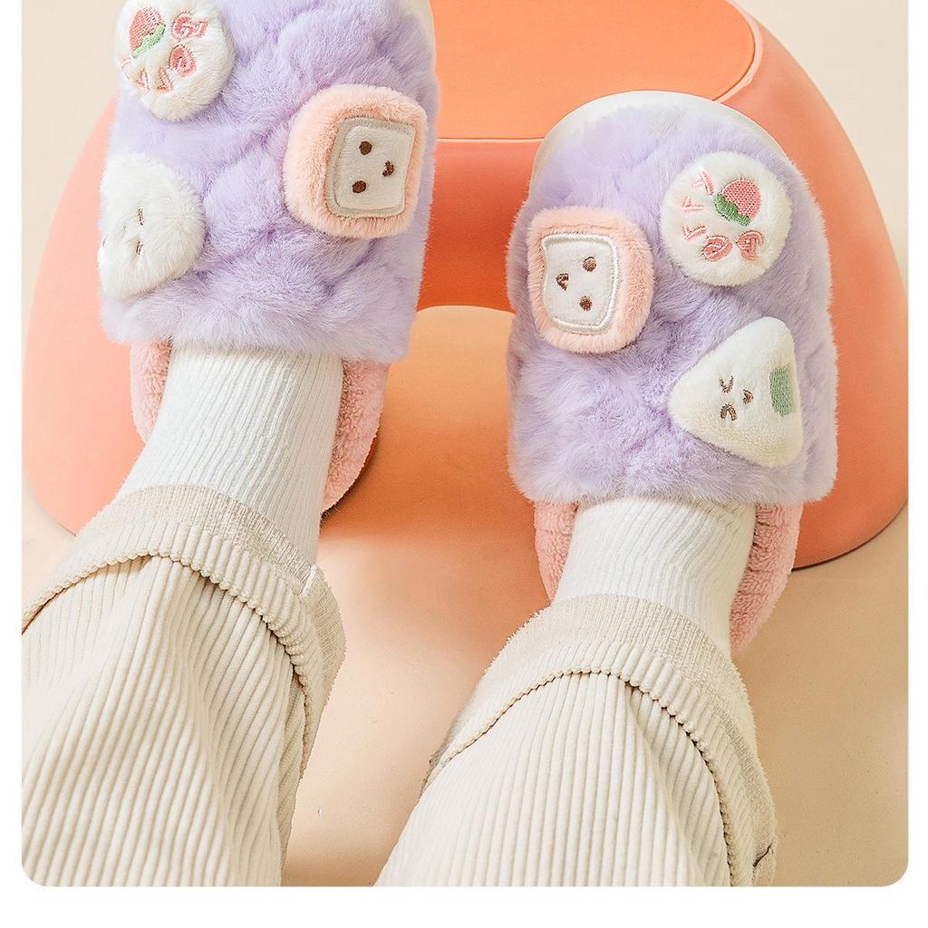Jieliya Kids' Furry Plush Slippers - Winter Warm, Parent-Child Matching, Indoor/Outdoor Wear for Boys and Girls, Size 25