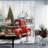 Festive Red Truck Christmas Shower Curtain With Waterproof, Machine Washable, Artistic Design, Suitable For Home, Hotel