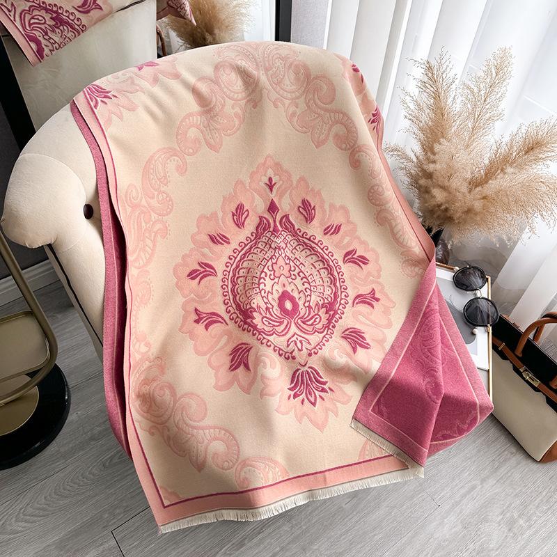 

Универсальный двусторонний шарф из искусственного кашемира женский зимний двухцелевой для помещения с кондиционером большая шаль теплый шарф 180cm розовый