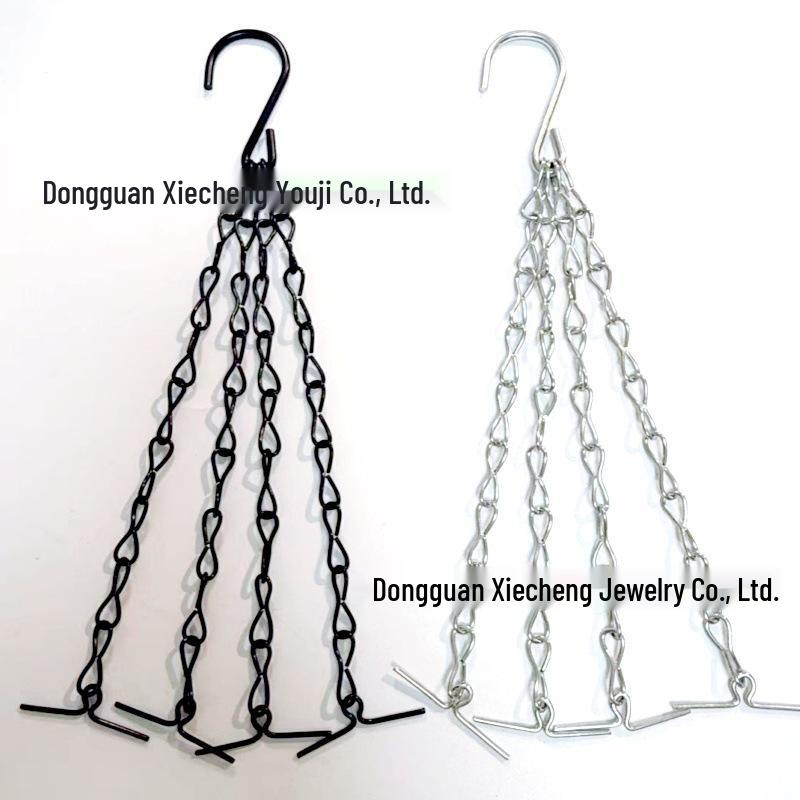 Black & White Zinc 4-Strand Chain Hanging Flower Basket 1.4 Wire
