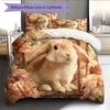 Rabbit and Flowers Pattern Bedding Home Decoration Birthday Gift (1 * Duvet Cover + 2 * Pillowcase, Without Core)