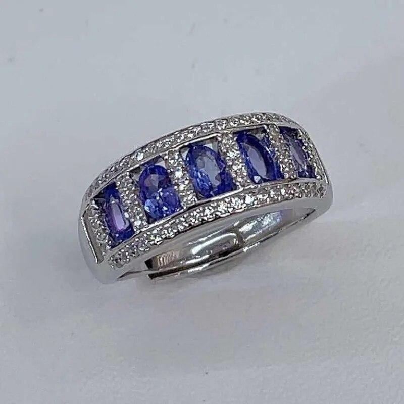 

Кольца SACE GEMS из стерлингового серебра 925 пробы 3*5 мм с натуральным танзанитом и драгоценными камнями для женщин, обручальные, коктейльные, вечерние, изысканные ювелирные изделия Open синий