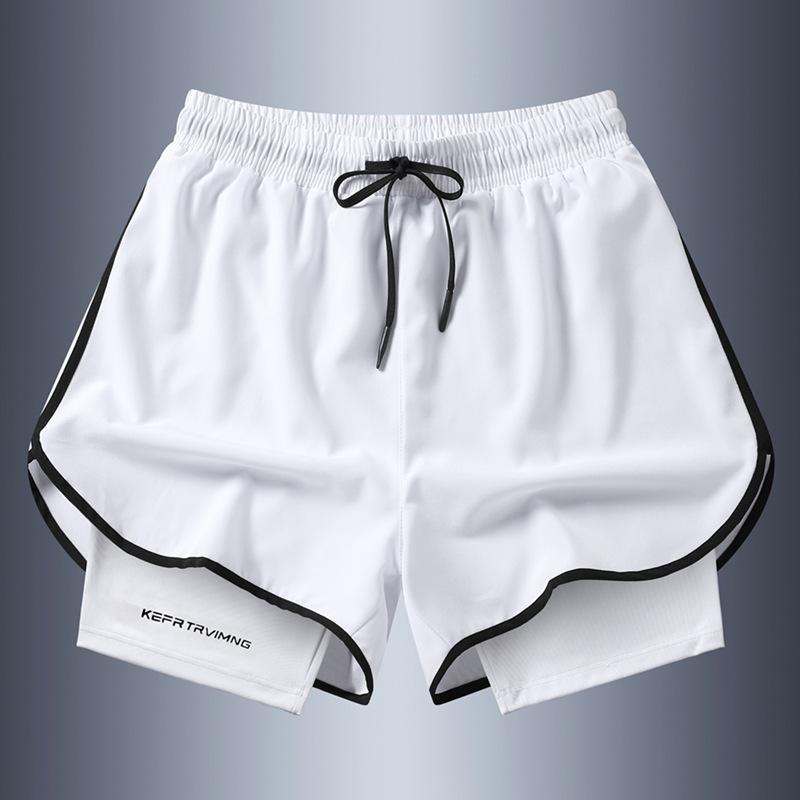 Pantaloncini Corti da Uomo Estivi Antiriflesso Doppio Strato Sportivi Tempo Libero per Coppie Corsa Fitness Pantaloncini Tre Quarti