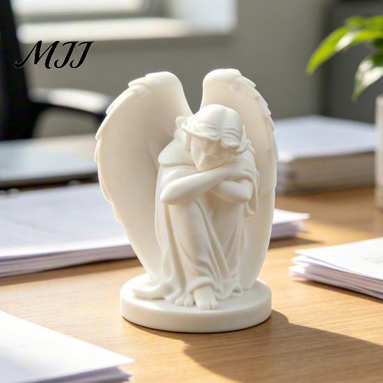 Retro Desktop Decorations 3D Printed Sleeping Angel Ornament, Minimalist Figurine Cute Decor Decor, Aesthetic Sculpture for Home Office Shelves