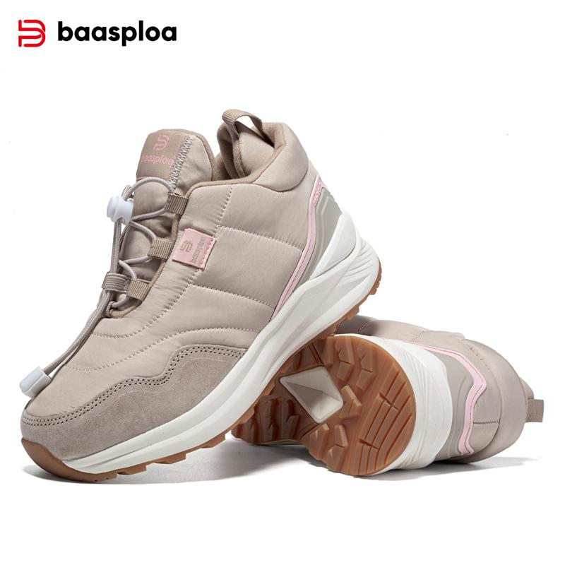 BAASPLOA Winter Women's Cotton Shoes Non-Slip Comfortable Warm Plush New Cotton Shoes Winter Outdoor Women's Warm High Top Cotton Shoes