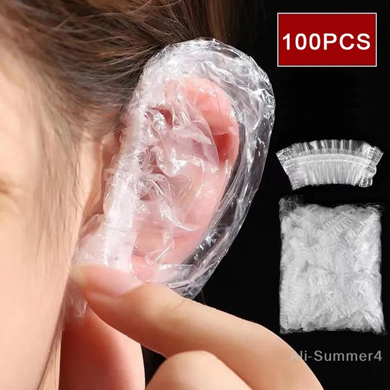 100pcs Hair Dyeing Ear Cover Disposable Waterproof Ear Protector Salon Bath Shower Shield Earmuffs Barber Hairdressing Accessory