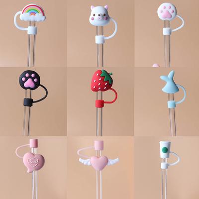 Punte in Silicone per Cannucce Cartoon Tappi Anti-Polvere Anti-Schizzo Copri Cannucce Accessori Creativi per Tazze Strumenti di Chiusura per Cannucce
