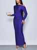 TEMU One-Shoulder Waist-Slimming Color Evening Party Dress