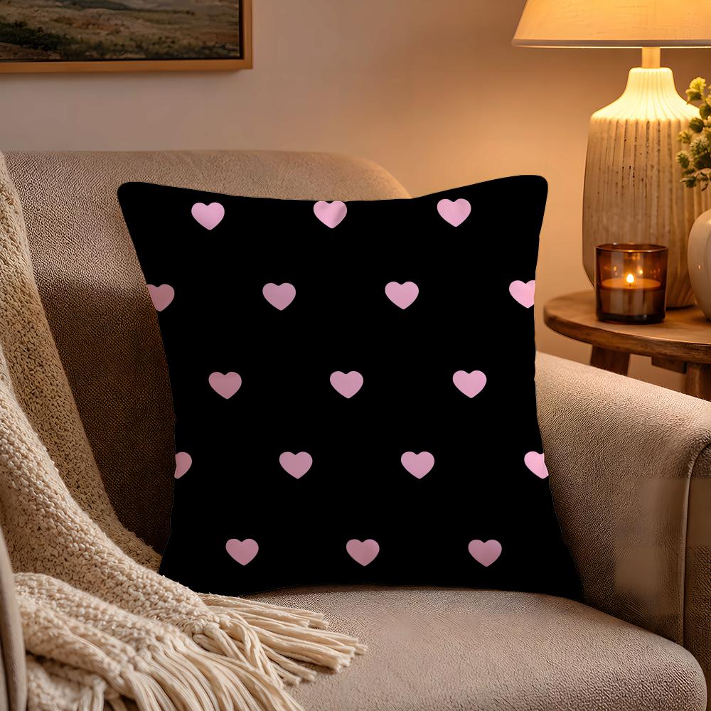 Love Print Pattern Pillow Case Soft Plush Cushion Cover Double Print and Invisible Zipper for Sofa Home Car Use