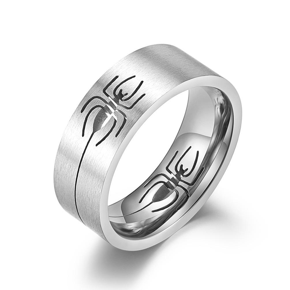 Titanium Steel Hollow Spider Men's Ring, Spider Silk Stainless Steel Jewelry, Fashionable Men's Accessories