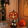 Pumpkin Night Light Halloween Horror Skeleton Ghost Witch Pumpkin Lantern Resin LED Tabletop Lamp for Gothic Room Desk Decorr