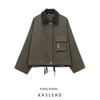 Kaslead New Arrival Women's Clothing Fashion Style Fashion Corduroy Neckline Waxing Leather Jacket Coat 4369241