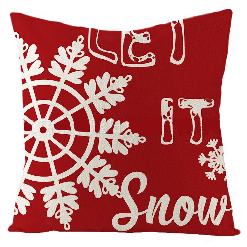 Weihnachts-Dekokissenbezug Leinen Festliches Weihnachtsthema Elch Schneeflocke Rückenlehne Wohnzimmer Sofa Dekoration Kissen Kissenbezug