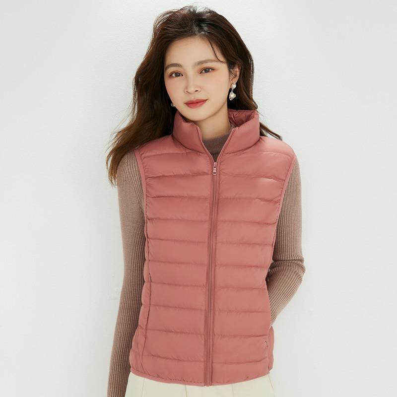 UUYUYI light and thin stand-up collar down vest women's autumn and winter warm simple vest white duck down wear versatile coat