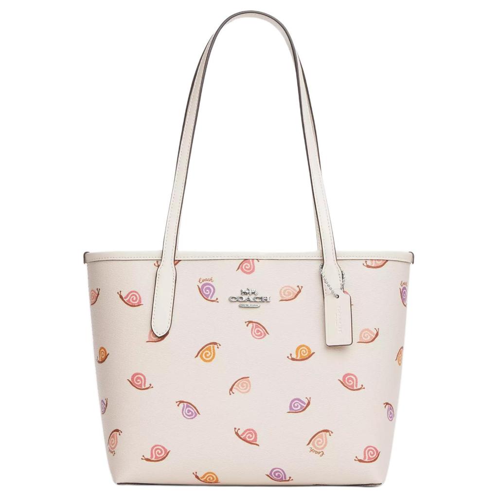 Coach City 23 Schneckenprint Beschichtetes Canvas und Glattleder Tragetasche Damen Tragetaschen Silber Kreide Mehrfarbig CV269-SVCAH
