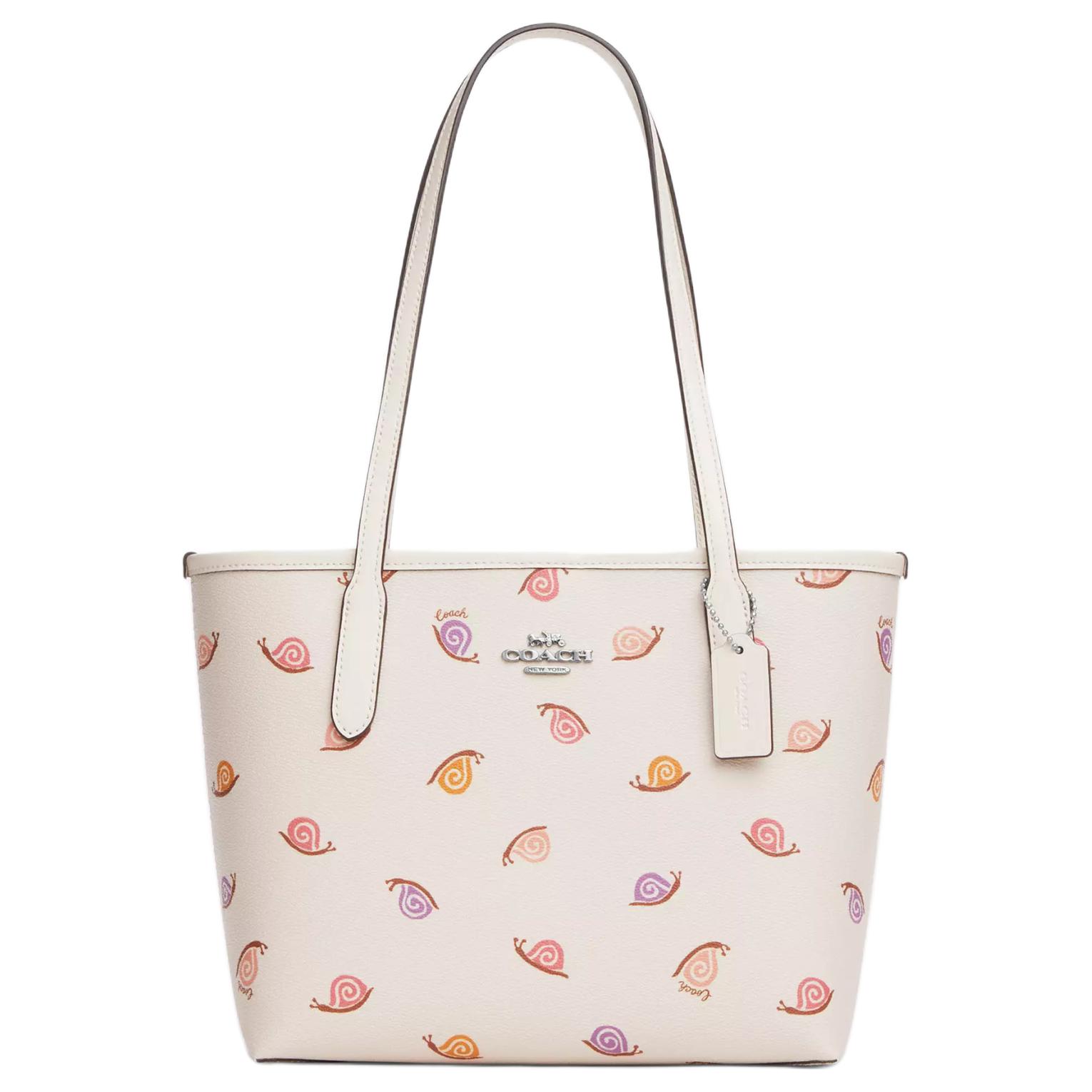 

Coach City 23 Snail Print Coated Canvas And Smooth Leather Tote Bag Women Tote Bags Silver Chalk Multicolor CV269-SVCAH Basic Set (Bag+Dust Bag)