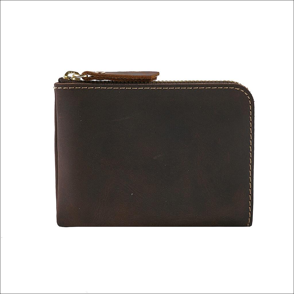 Retro Crazy Horse Leather Wallet Men and Womens Coin Purses Small Money Bags Wallets Zipper Pouch Card Holder