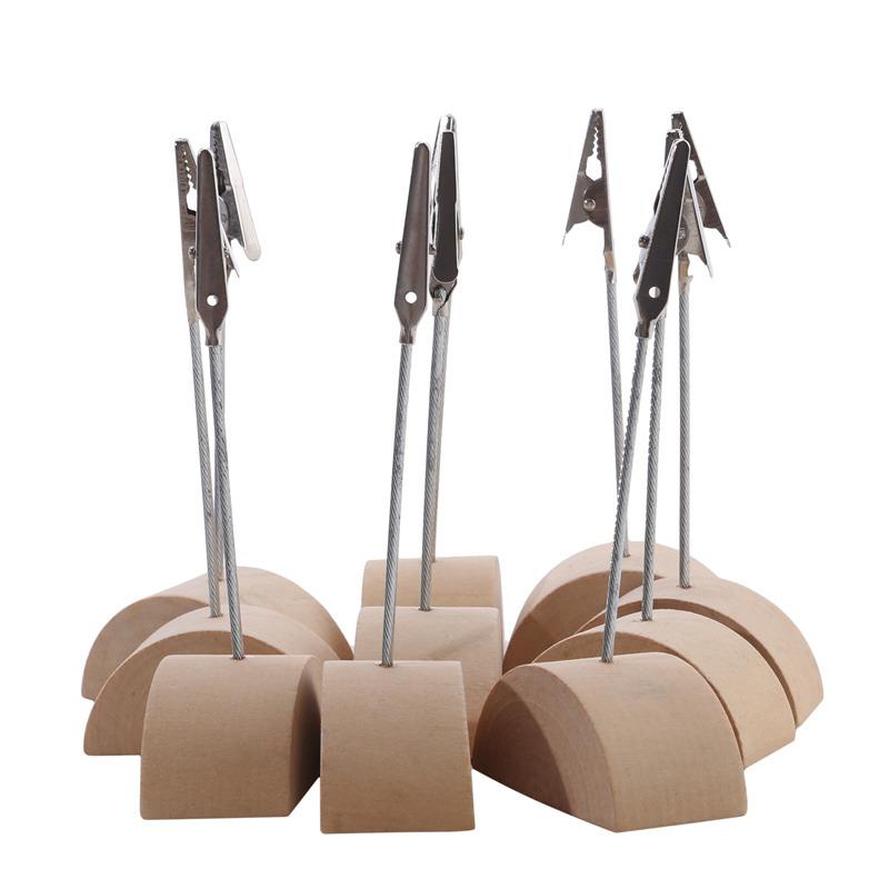 New Portable 10PCS/Set Wooden Place Card Holder Clips Wedding Place Card Holder Table Romantic Photo Memo Number Name Clips Base