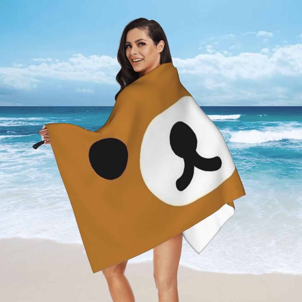 Rilakkuma Relax Bear Big Face Beach Towel Soft Microfiber Quick Dry Absorbent Quick Towels For Mountain Climbing