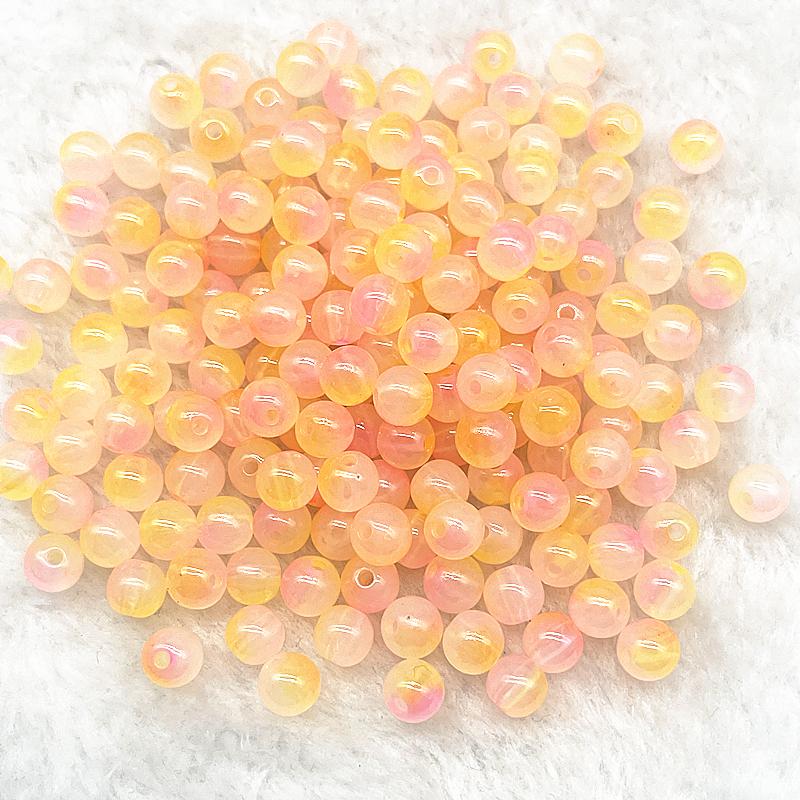 50pcs 8mm Double Color Imitation Jade Round Acrylic Beads Loose Spacer Beads Pattern for Jewelry Making DIY Bracelet Necklace