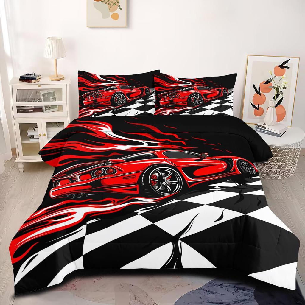 Dreiteiliges Sportwagen-Serie Daunenbettbezug-Set Bettbezug