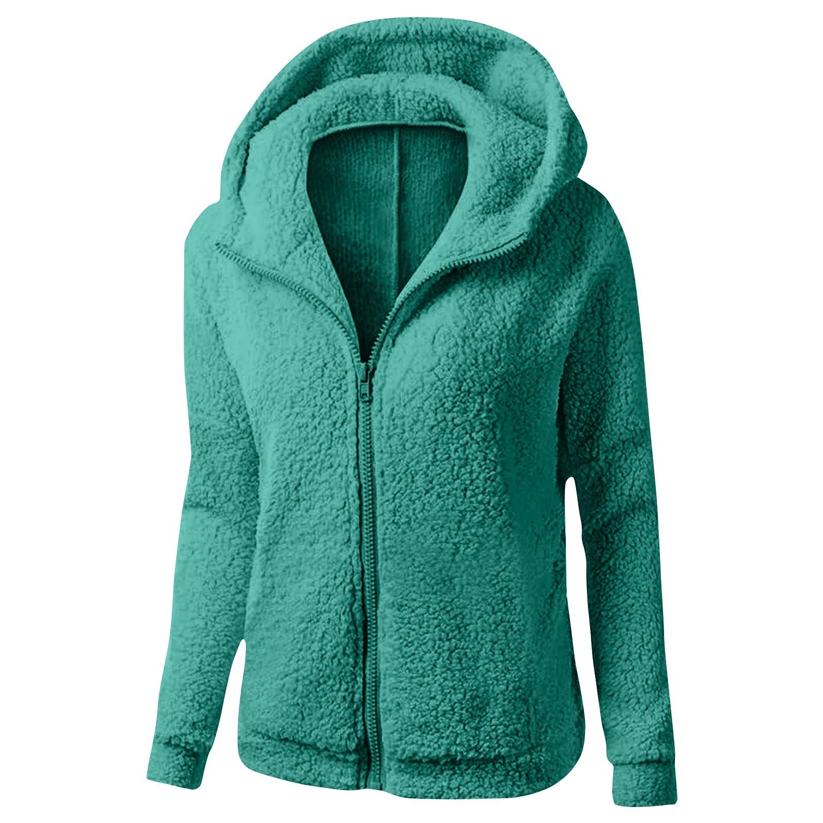 Женское зимнее пальто с капюшоном из плюша — фото 8