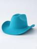 Unisex Plain Felt Western Cowboy Hat, European-American Style, Wide Brim, Curved Top Hat