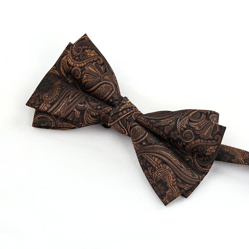 Men'S Korean Version Of Business Gold Coffee Bow Tie Fashion Banquet Wedding Retro Bow Suit Shirt Spot