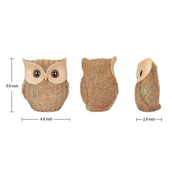 Modern Classy Lucky Owl Resin Art Figurine | Beautiful Home Decor (Brown, Pack of 1)