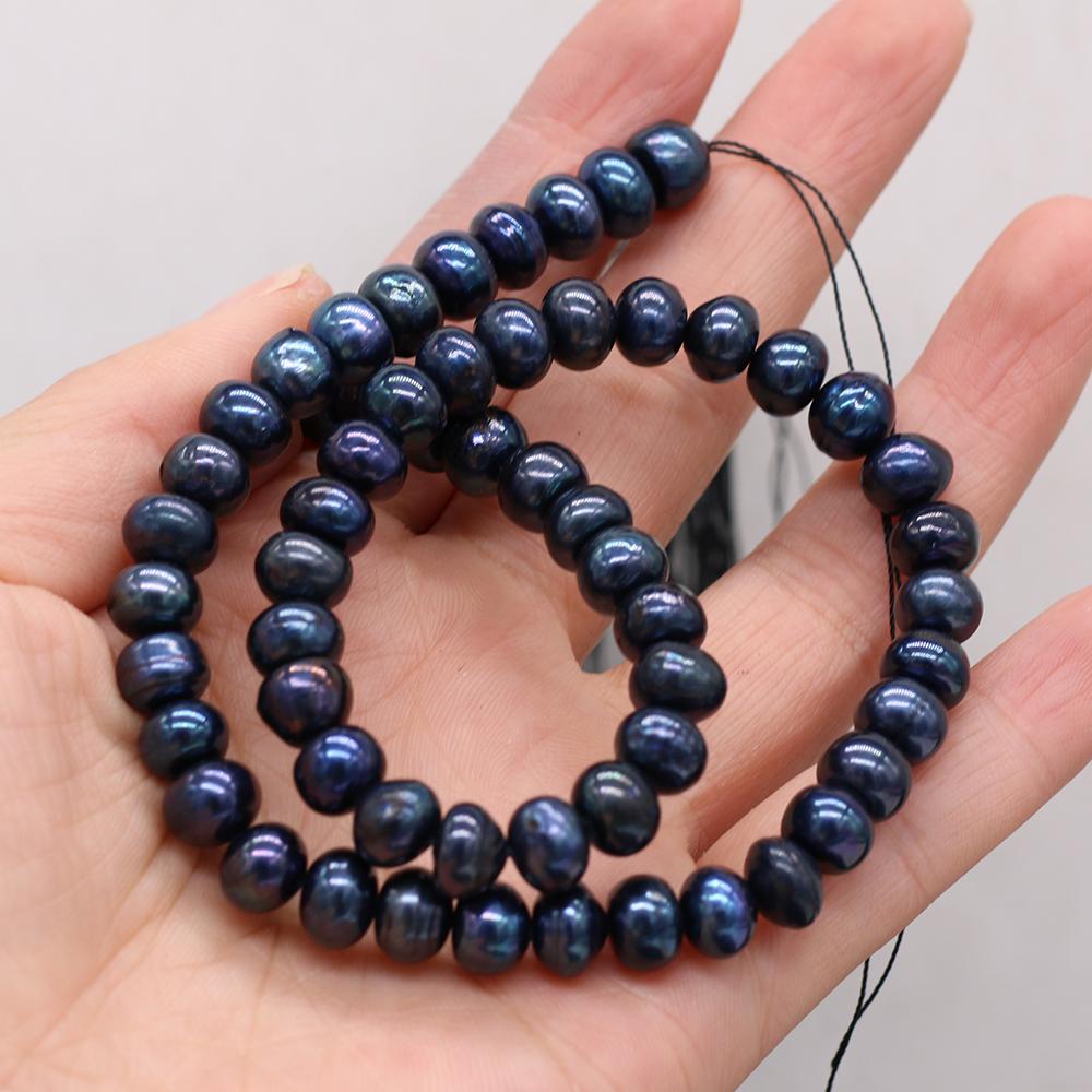 1String, Black Coin Pearl 8-9mm, Fashion Women Natural Freshwater Pearl Beads for Jewelry Making DIY Crafts, Luxury Bulk Gifts 36cm 1String/8-9mm-36cm чёрный