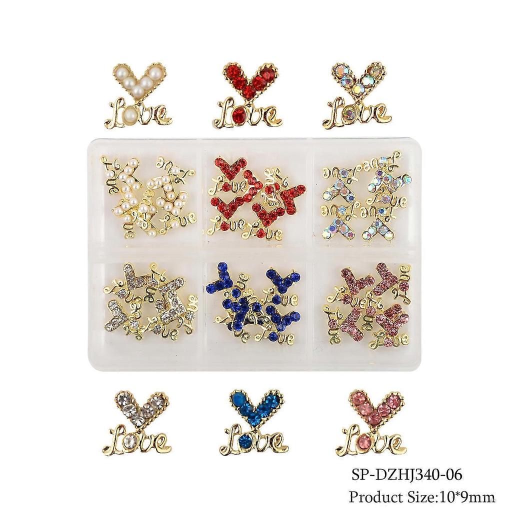 Love nail art accessories Valentine's Day DIY small fresh color-plated metal love nail accessories 30pcs
