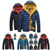 Men's Winter Warm Hooded Thick Padded Jacket With Stylish Stand Collar And Zipper Pockets