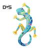 Metall Gecko Väggdekor Väggmonterad Färgglad Gecko figur Väggkonst Gecko Dekoration för trädgård Inomhus Utomhusdekor Inflyttningspresent