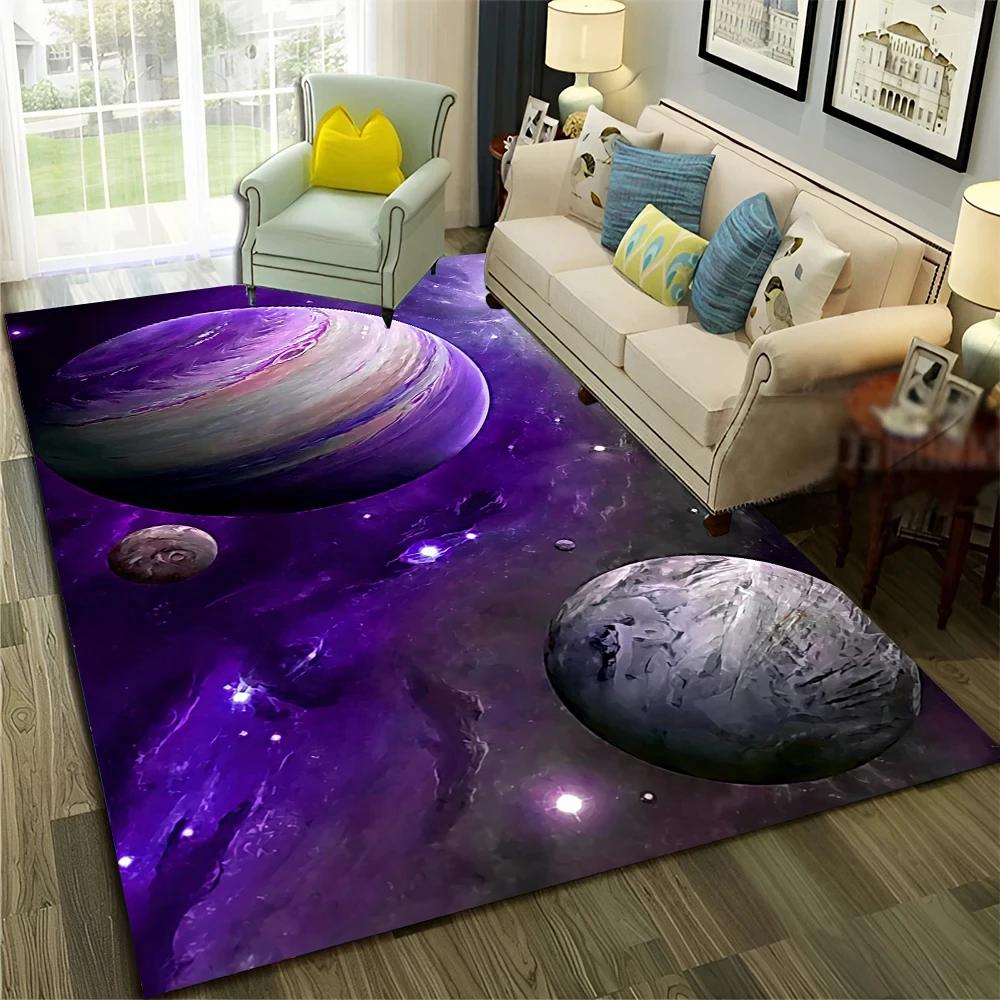 3D Univers Weltraum Galaxie Planet Stern Teppich Teppich für Zuhause Wohnzimmer Schlafzimmer Sofa Fußmatte Dekor,Kinderbereich Teppich Rutschfeste Bodenmatte