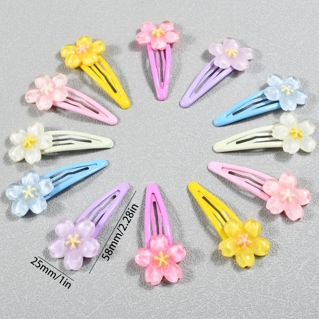 Sweet Jelly Cherry Blossom Hairpins Girls Snap Clips Side Bangs Clip BB Clip Women Kids Flower-shape Hair Clip Hair Accessories