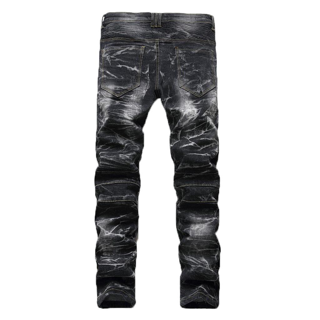 Jeans a pieghe elasticizzati casual da uomo alla moda Pantaloni in denim slim fit