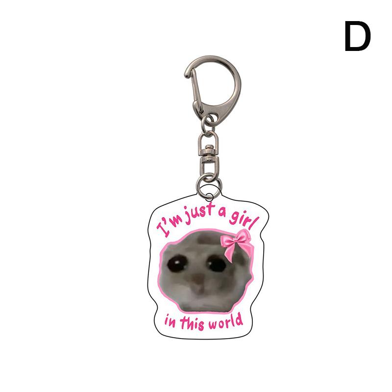 

I M Just A Girl Sad Hamster Key Chain Keychains Ring For Accessories Bag Funny Pendant Keyring Jewelry Fans Gifts as the picture