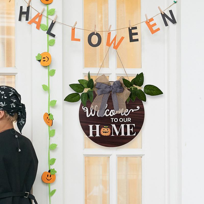 Doublesided Versatile Welcome Door Hanger With Seasonal Floral Wreath Design