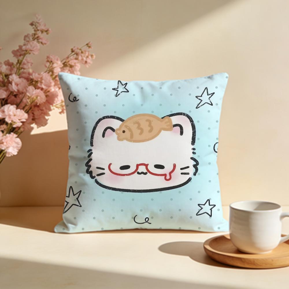 Crazy FishLover Cat Cushion Cover Soft Pillow Cases for Home Bedroom Living Room Sofa