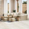 vidaXL 12-piece Garden Sofa Set with Beige Poly Rattan and Acacia Wood Cushions, 3362956