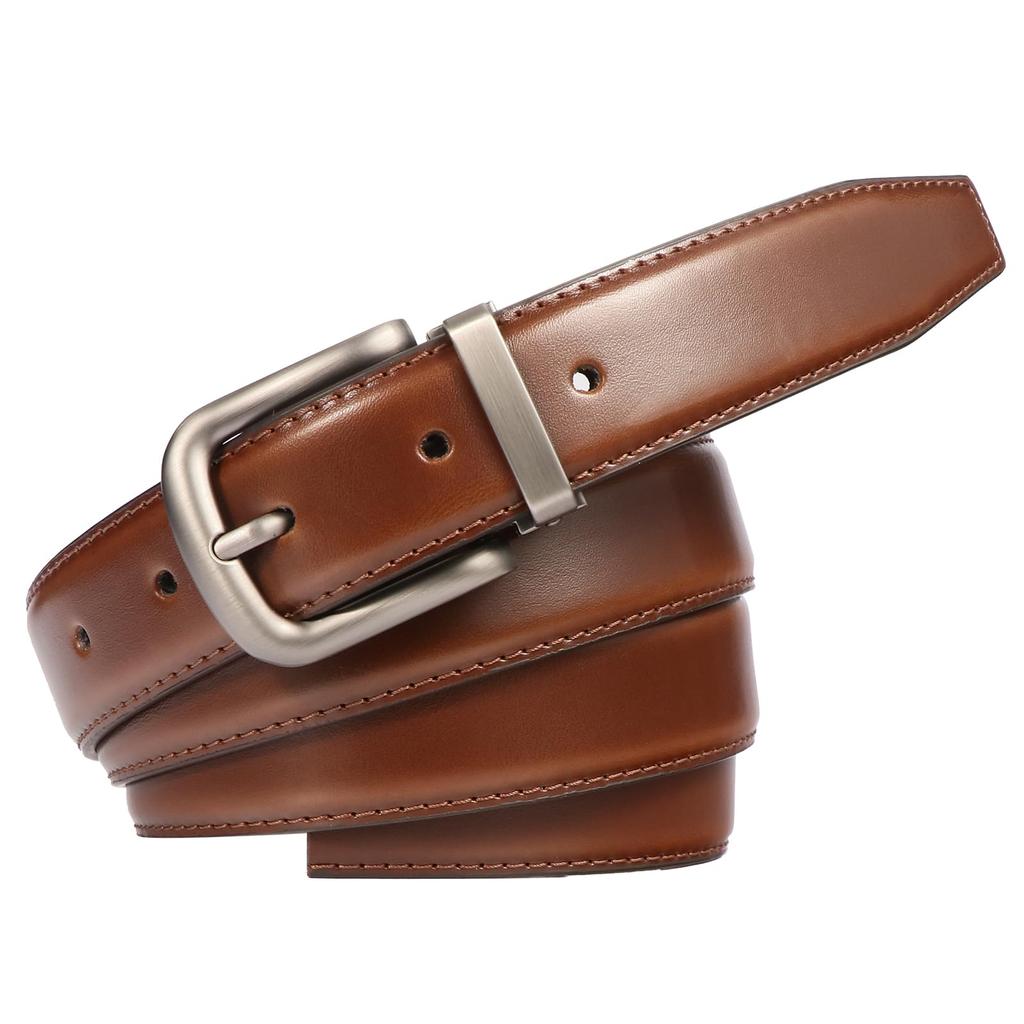 Pin Business Genuine Suit Adjustable Large Size Plain Light [BIGHAS] Men's Belt, 3.0cm, Type, Buckle, Leather, Belt, Size, Casual, (Belt 105, Brown)