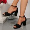 Women's fashion casual sandals  summer new square root metal outdoor plus size comfortable women's sandals