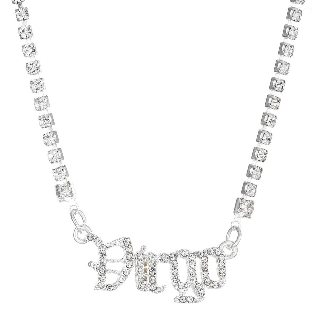 Fashion Twelve Zodiac Super Flash Rhinestone Inlay Necklace Sweater Chain Pendant